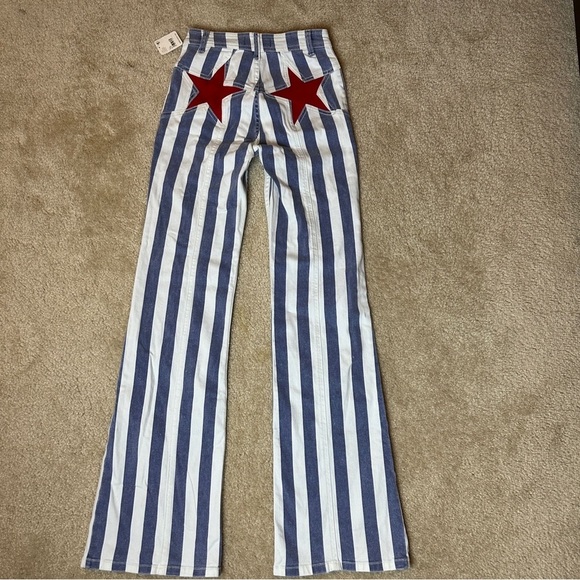 New Free People Firecracker Stripe Flare Pants Size 25 - Picture 3 of 5